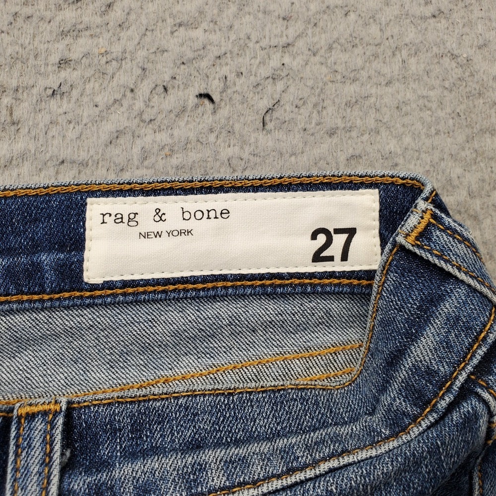 Rag & Bone Dre Capri Jeans Womens 27 Blue Denim Raw Hem Double Stitch 5-Pocket - Picture 7 of 11